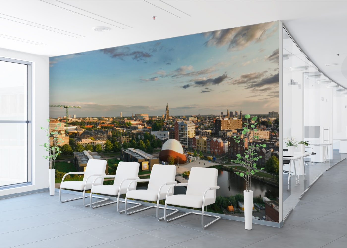 Foto van Groningen aan de muur