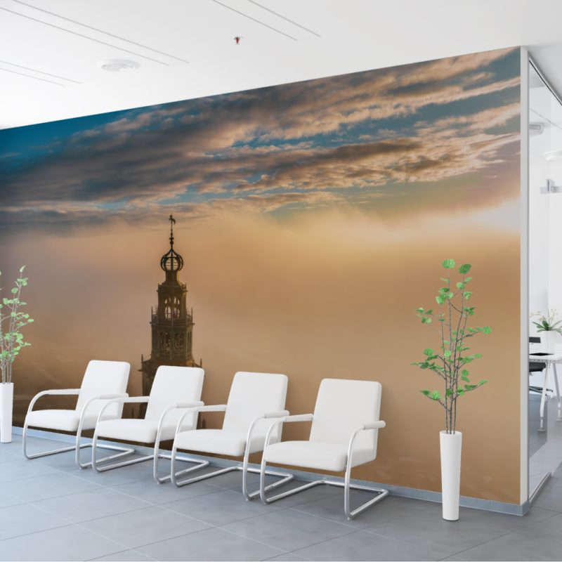 Foto van de Martinitoren in mist - Kantooromgeving